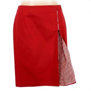 Chloe VTG Red Pencil Skirt  Multi Color Zipper Size 38 / US Size 6 Reversible(?)